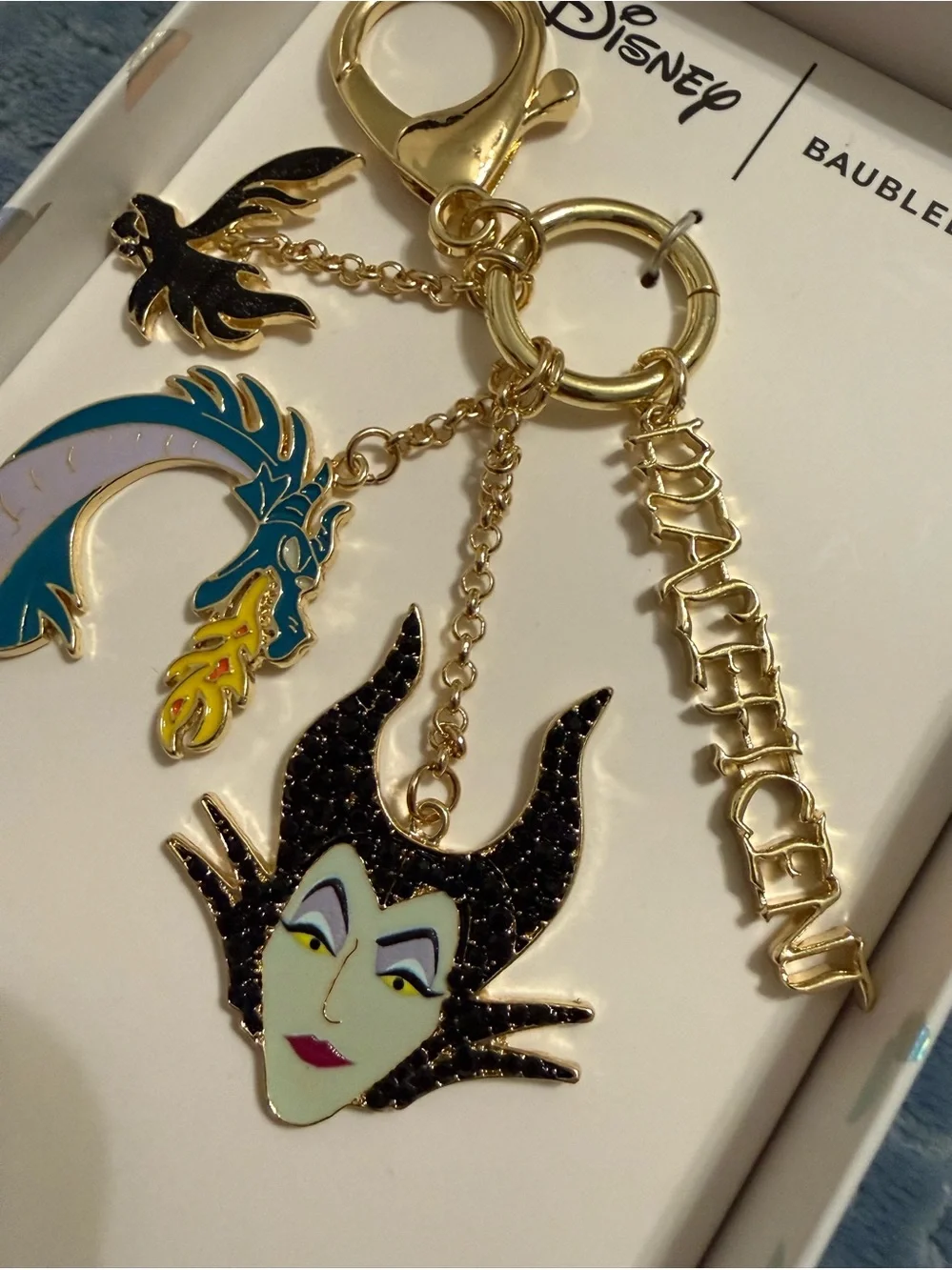BaubleBar x Disney Maleficent Gold Tone Charm Keychain - New